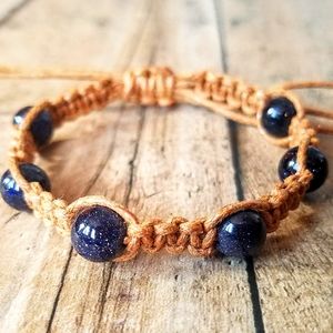 Blue Goldstone Knotted Bracelet
